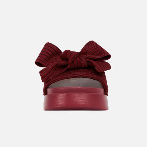 Imported Bold Maroon Bow High Sole Slides