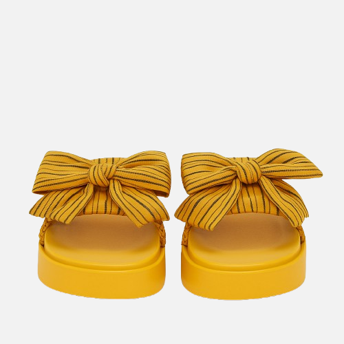 Imported Sunny Yellow Bow High Sole Slides