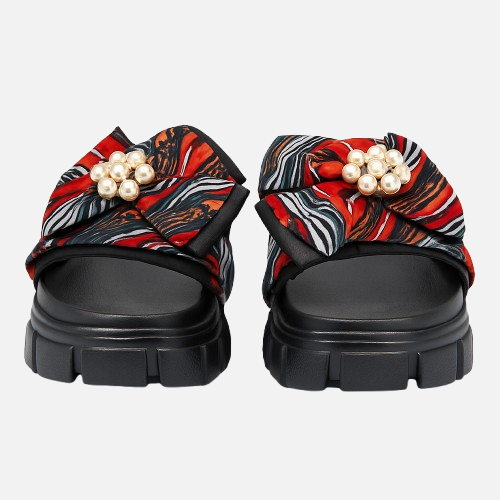 Imported Black Chunky High Sole Slides