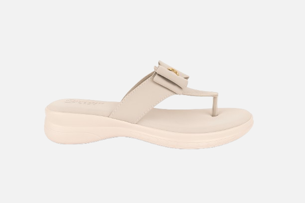 Comfortable Beige Bow Platform Flip-Flops