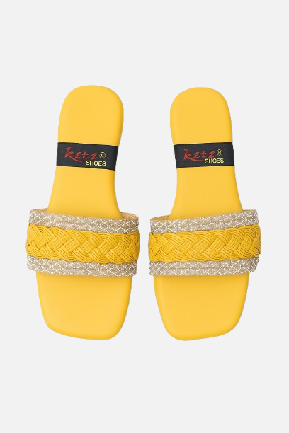 Zesty Yellow Sparkle Comfort Slides
