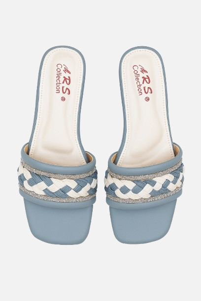 Azure & White Sparkle Block Slides
