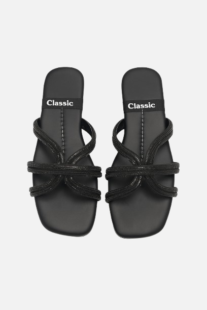 Dazzling Black Sparkle Flats