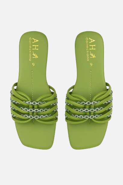 Zesty Lime Green Braided Sliders