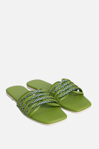 Zesty Lime Green Braided Sliders