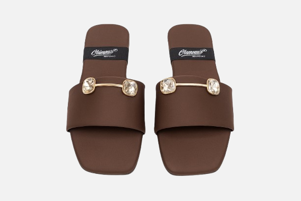 Brown Gemstone Flat Slides