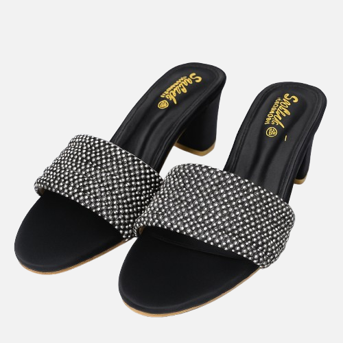 Shimmering Comfort Block Heel