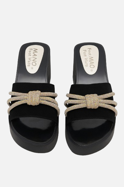 Elegant Black Platform Wedge Heels for Women