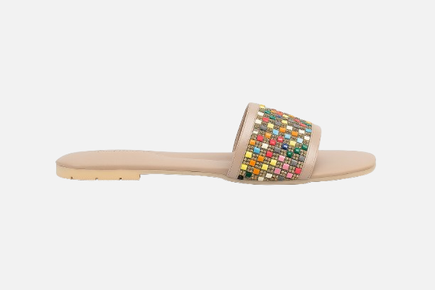 Colorful Mosaic Beaded Strap Slides
