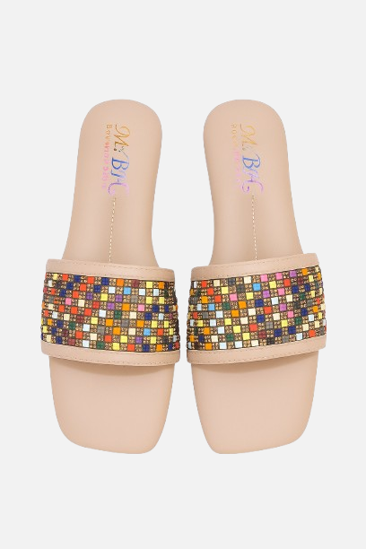 Colorful Mosaic Beaded Strap Slides