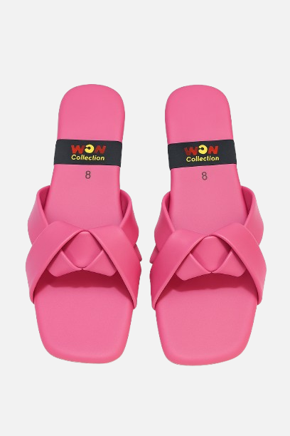 Vibrant Pink Braided Strap Flats for Women