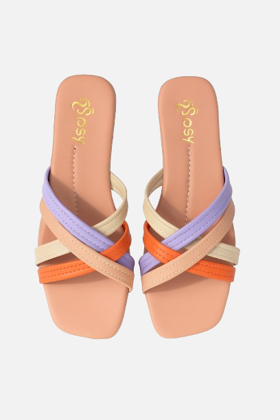 Women's Multi-Color Strap Flat Slides