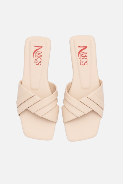 Comfortable Beige Crossover Slides