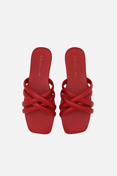 Red Flat Slide with Padded Multi Straps