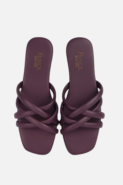 Deep Purple Flat Slide - Padded Criss-Cross Straps