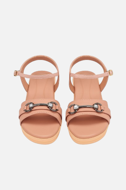 Chic Peach Ankle Strap Platform Sandals