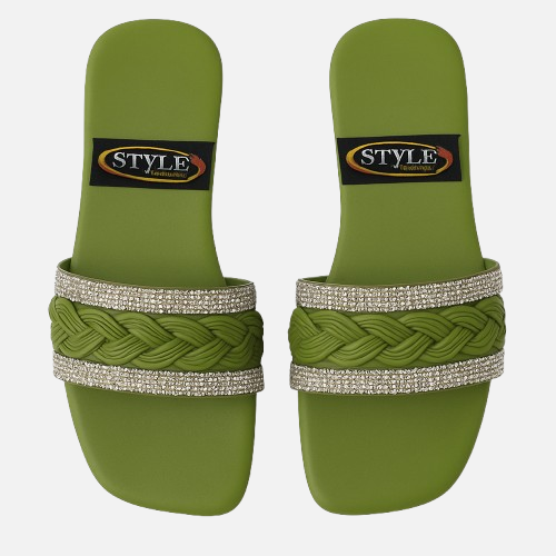 Glimmer Green Braided Comfort Slides