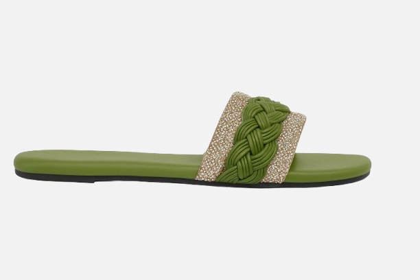Glimmer Green Braided Comfort Slides