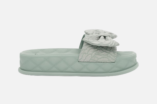 Imported Comfy & Stylish Mint Green Bow Platform Slides