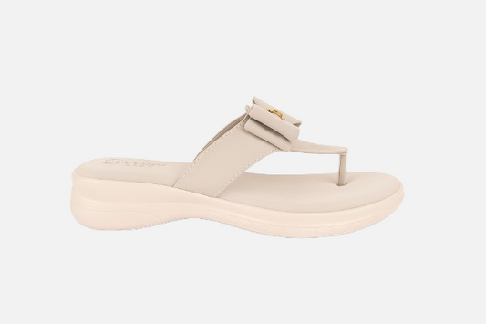 Comfortable Beige Bow Platform Flip-Flops