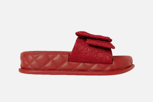 Imported Red Glamour Quilted Comfort Slides