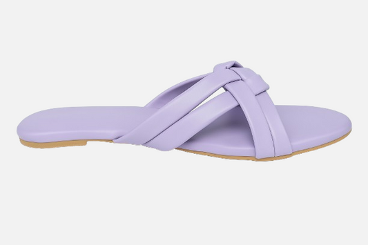 Trendy Lavender Braided Strap Flat Slides