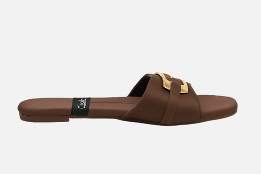 Mocha Elegance Buckle Slides