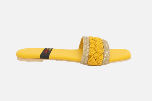 Zesty Yellow Sparkle Comfort Slides