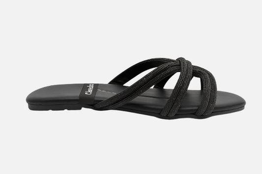 Dazzling Black Sparkle Flats