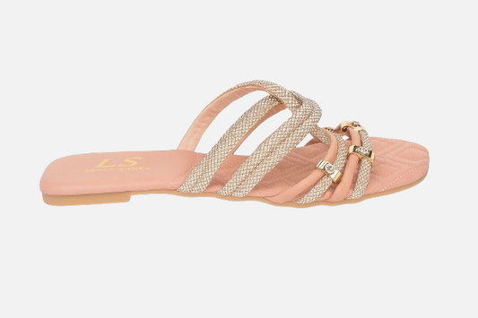Glamorous Peach Rhinestone Knot Flats