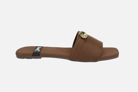 Brown Gemstone Flat Slides