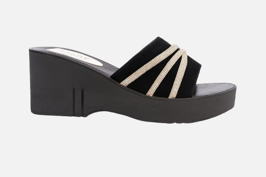 Elegant Black Platform Wedge Heels for Women