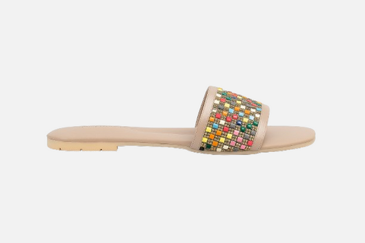 Colorful Mosaic Beaded Strap Slides