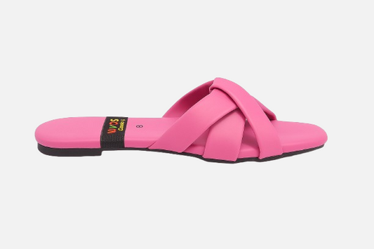 Vibrant Pink Braided Strap Flats for Women