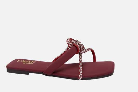 Red Embellished Knot Slides