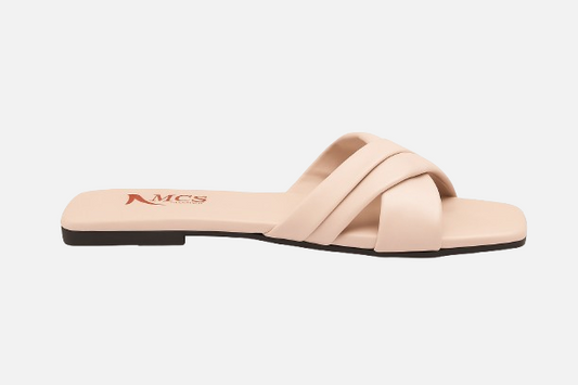 Comfortable Beige Crossover Slides