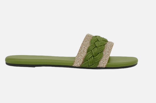 Glimmer Green Braided Comfort Slides